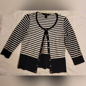 White House Black Market Black and White Striped Sweater Size S